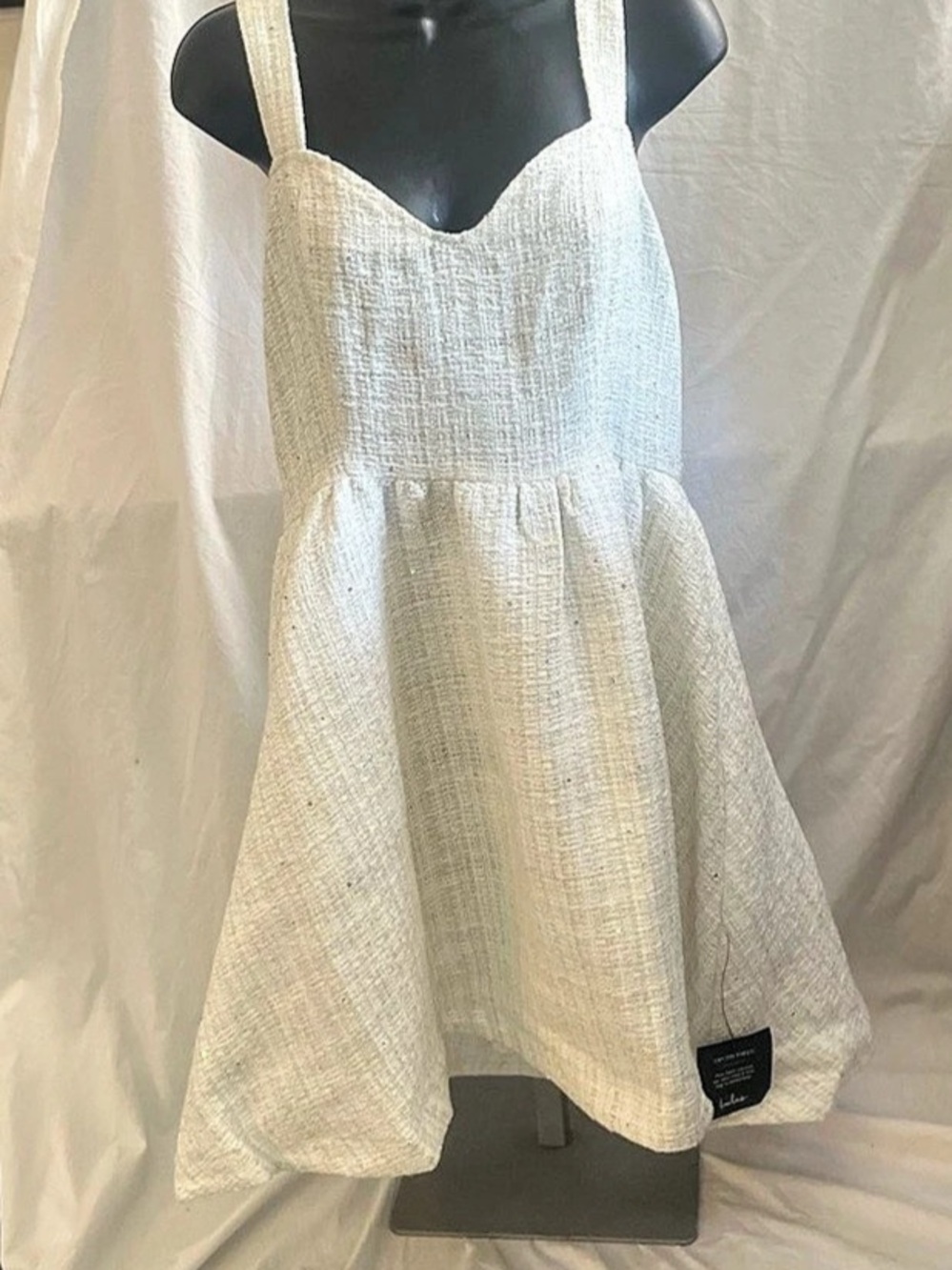 Lulus Charming Pose Ivory Tweed Sequin Mini Dress White Large NWT